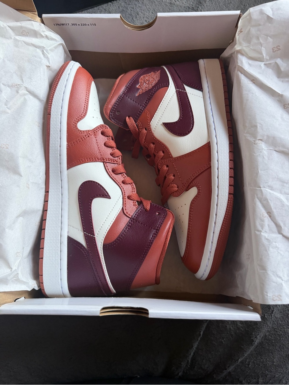 Nike Air Jordan 1 Mid - Maroon, Rust & Cream Women's Sneakers